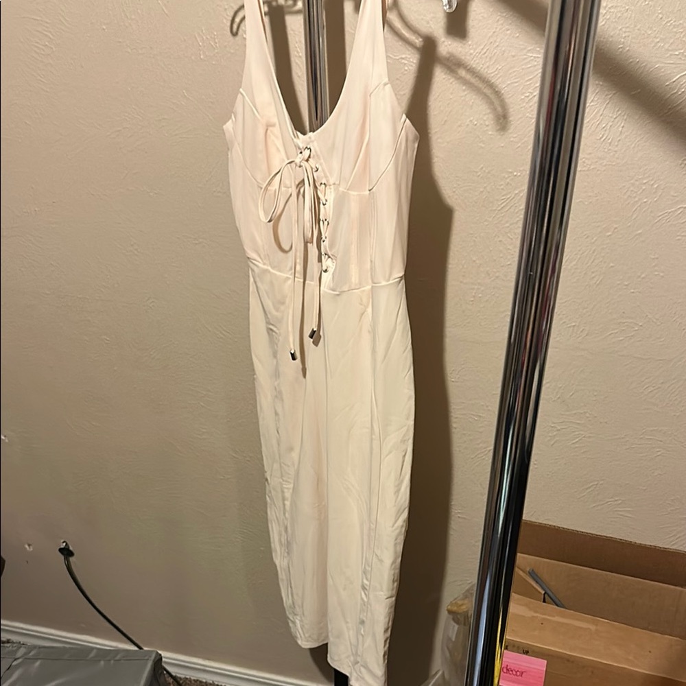 Cream Lace-Up Dress